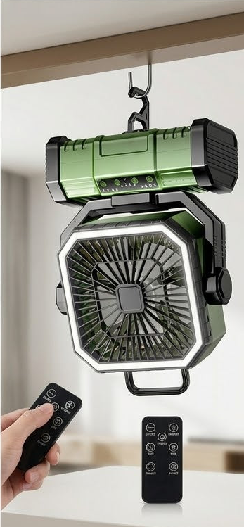 Ventilateur Sans Fil 20 000 mAh – Lumière LED & Télécommande